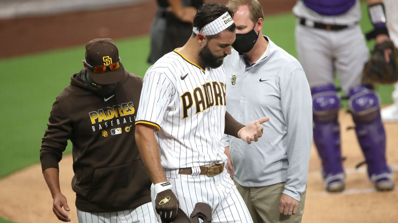 Padres’ Eric Hosmer fractures index finger while bunting, could be out 2-6 weeks