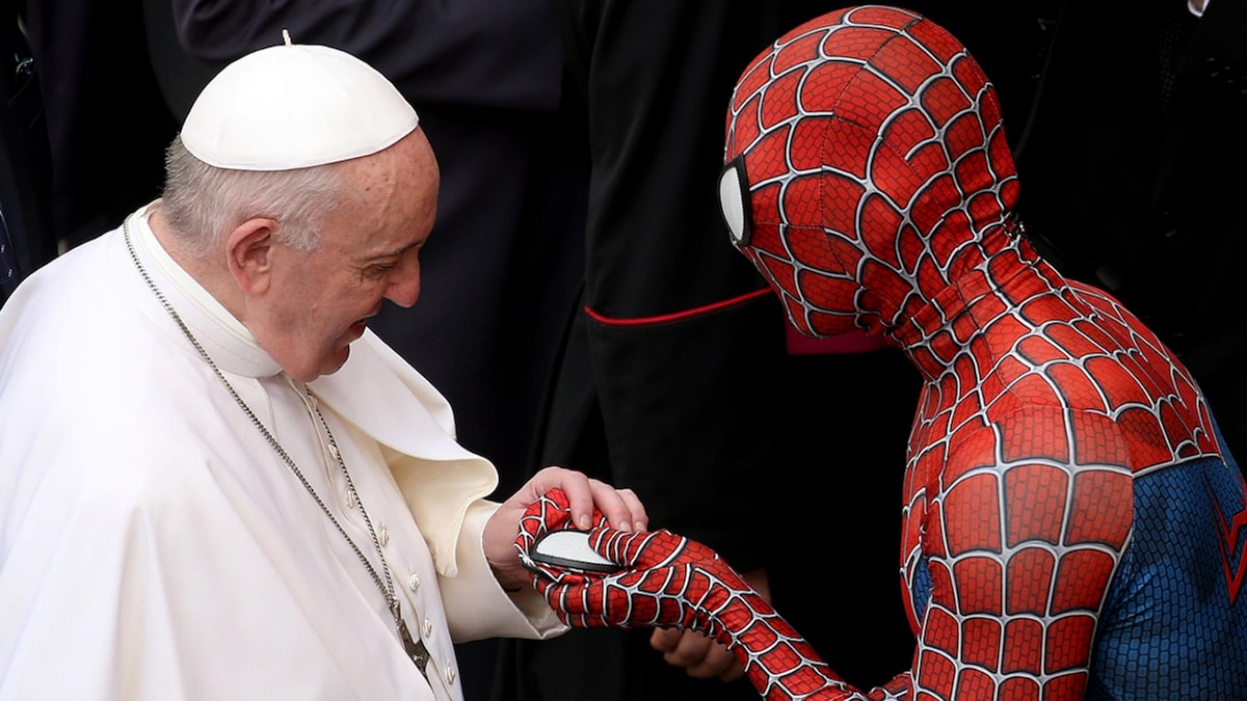Pope Francis Shakes Hands with Spider-Man
