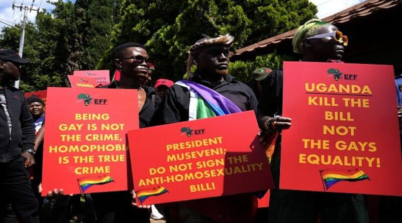 South African activists demonstrate against Uganda’s anti-gay bill