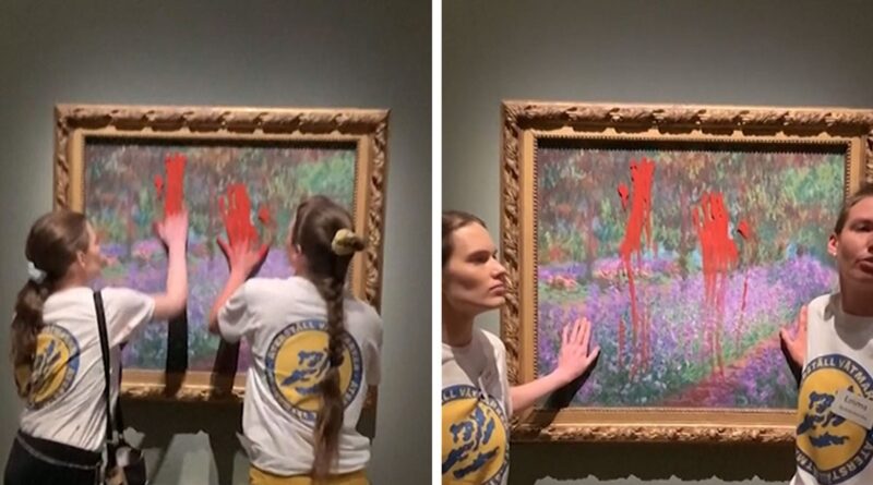 Climate Activists Detained After Gluing Hands, Smearing Paint on Monet Piece