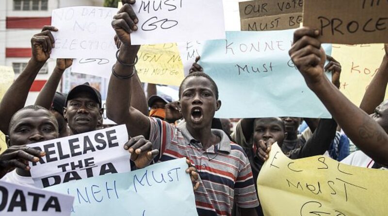 Sierra Leone opposition supporters protest against electoral body