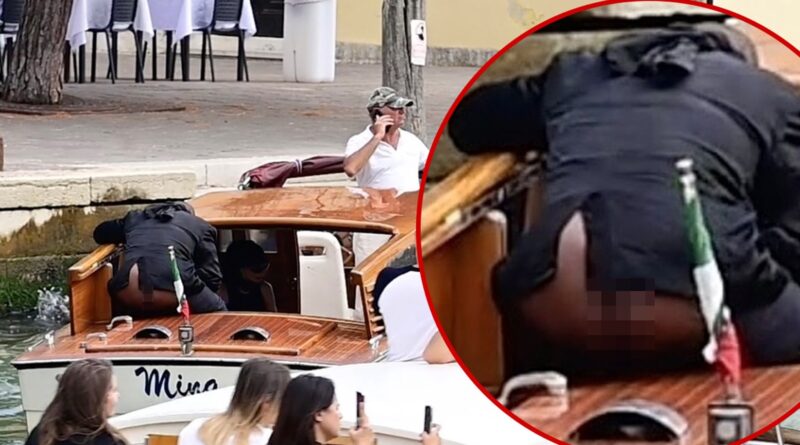 Kanye West Exposes His Naked Butt on River Taxi in Italy