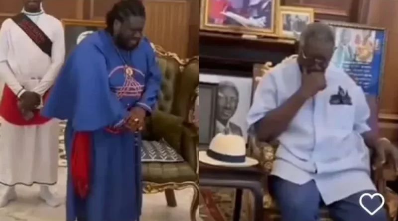 Former President John Agyekum Kuffour Is Visited By Ajagurajah And Members Of His Church, Who Offer Prayers For Him (Video)