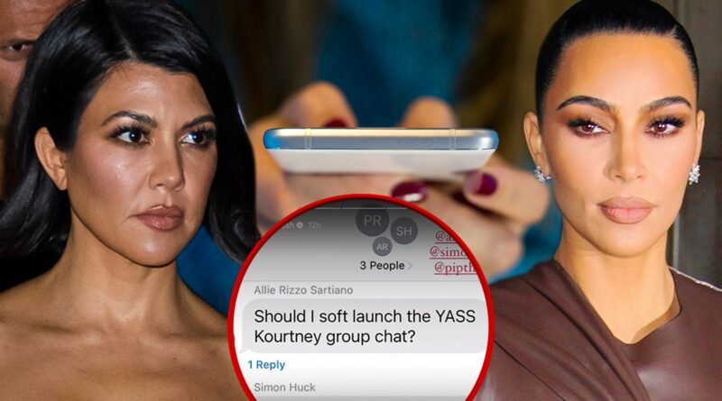 Kourtney Kardashian Shuts Down Kim’s Group Chat Claim, Friends Back Her