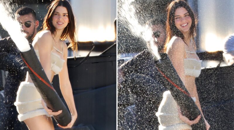 Kendall Jenner Blows Fake Snow All Over Los Angeles Photo Shoot Set