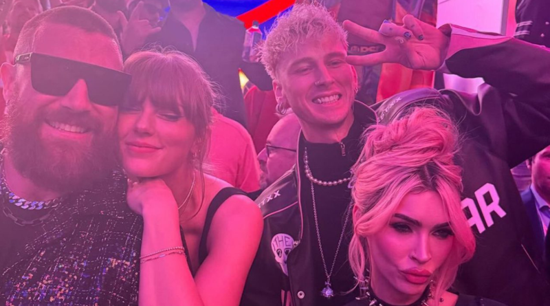 Taylor Swift and Travis Kelce Hang With Megan Fox, MGK at Super Bowl After-Party