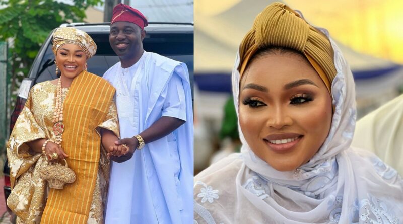 Sweet moment actress Mercy Aigbe’s husband, Kazim Adeoti, surprised her on set with fruits to break her fast (Video)