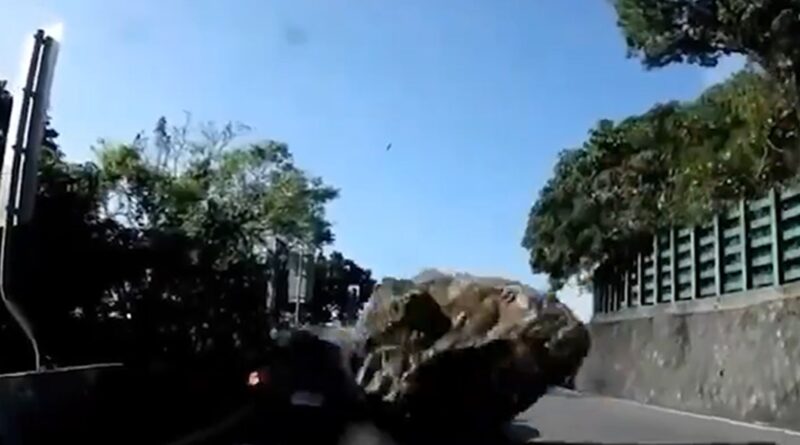 Video Shows Massive Boulders Crushing Cars After Taiwan Earthquake