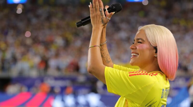 Karol G & Abel Pintos Sing National Anthems at 2024 Copa América Final Match