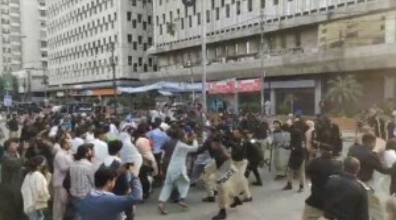 Police clash with crowd protesting killing of Dr Shahnawaz outside Karachi Press Club