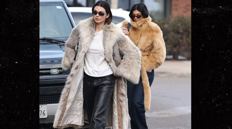 Kendall & Kylie Jenner Chic But Cozy On Aspen Lunch Date