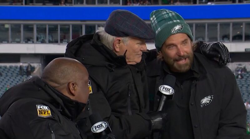 Bradley Cooper Stops by Fox NFL Pregame Set, Hugs Former Costar Terry Bradshaw