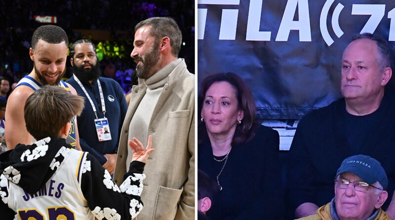 Ben Affleck Rubs Elbows With Steph Curry At Lakers Game, Kamala Harris Watches