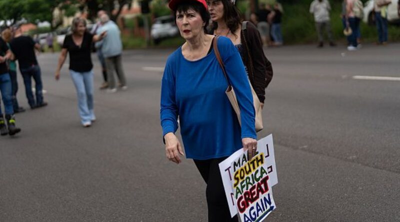 White South Africans rally at U.S. embassy in support of Trump