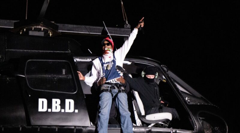 A$AP Rocky Takes to the Skies for Dramatic Helicopter Performance at Rolling Loud California 2025