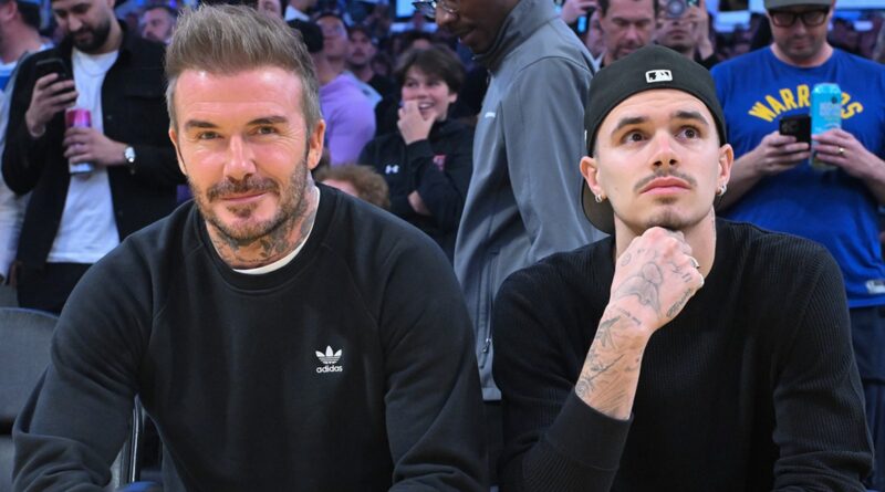 David Beckham Hits Lakers Game With Romeo Amid Brother Drama With Brooklyn