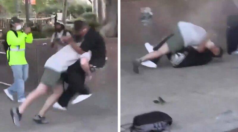 L.A. Protester Body-Slammed by Civilian After Chucking Can at Deputies, on Camera