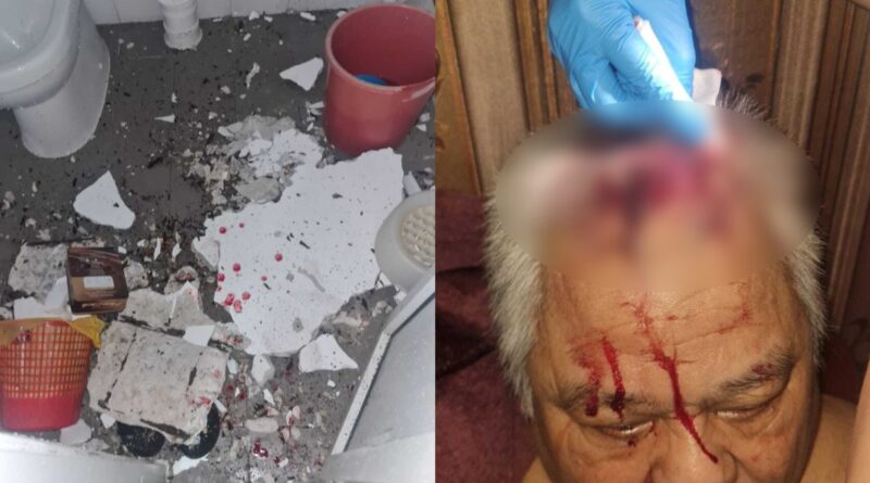 Elderly man left bloodied after concrete from toilet ceiling collapses on him in Yishun home, Singapore News