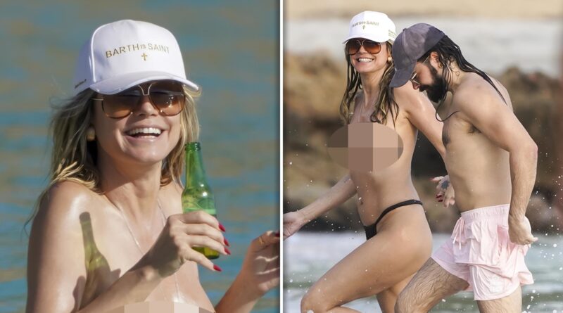 Heidi Klum Splashes Around Topless in Ocean with Husband Tom Kaulitz